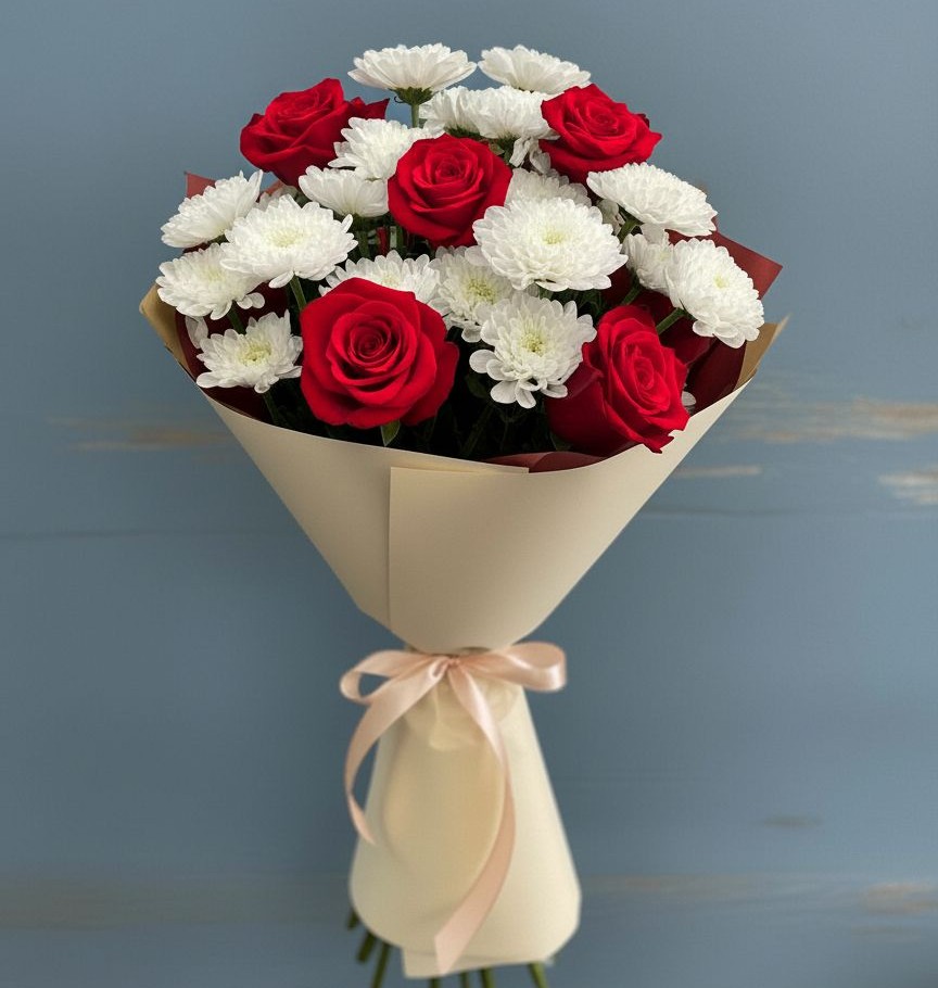 Букет цветов из: Розы и Хризантемы в Надежде