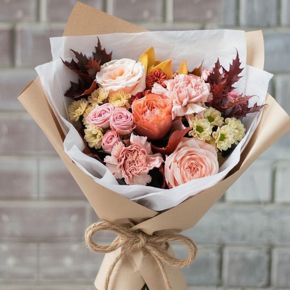 Букет цветов из: Гвоздики, Хризантемы и Розы в Надежде