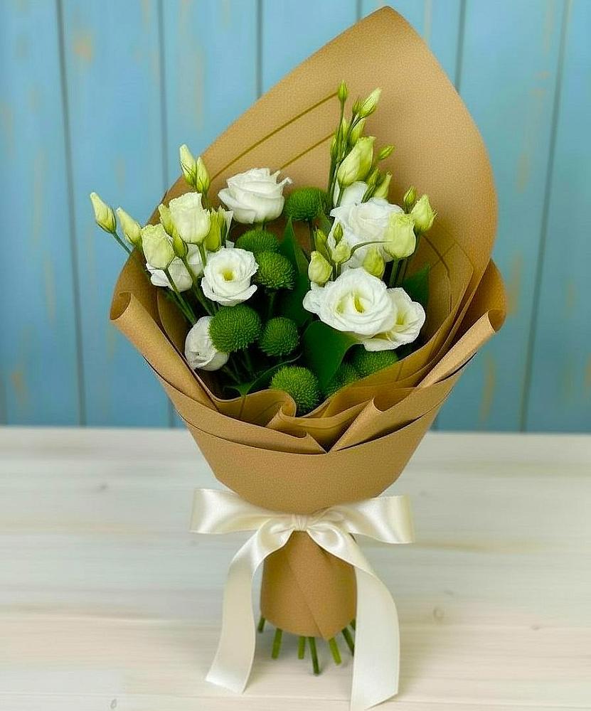 Букет цветов из: Хризантемы и Лизиантусы в Надежде