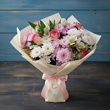 Букет цветов из:  Хризантемы, Альстромерии и Розы в Надежде