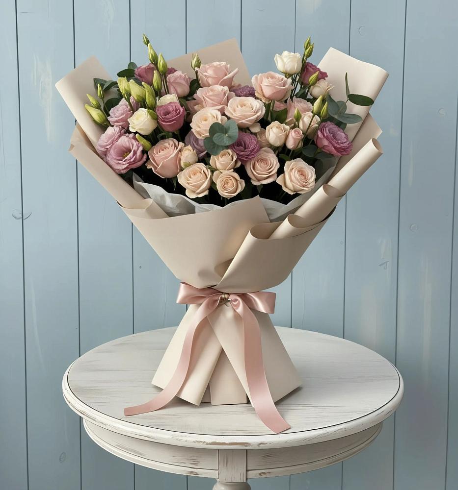 Букет цветов из: Розы и Лизиантусы в Надежде