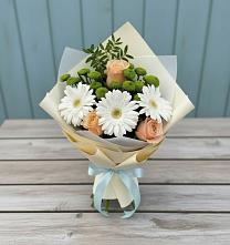 Букет цветов из:  Герберы, Розы и Хризантемы #REPLACE_PRED# Надежде