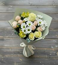 Букет цветов из:  Альстромерии, Розы и Хризантемы в Надежде